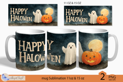 Happy Halloween Ghost Mug Wrap Sublimation|pumpkin|Ghost Product Image 1