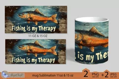 Fishing is my Therapy mug Sublimation| fisherman mug wrap Product Image 2