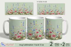 Mug wrap Sublimation|flowers mug 11oz 15oz| wildflowers mug Product Image 1