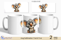 Cute Koala mug Sublimation| mug wrap 11oz 15oz| baby koala Product Image 1