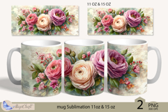 Ranunculus mug Sublimation|flowers mug 11oz 15oz| Flora mug Product Image 1