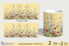 Mug wrap Sublimation|flowers mug 11oz 15oz| wildflowers mug Product Image 2