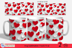Valentines day mug Sublimation|hearts mug 11oz 15oz| hearts Product Image 1