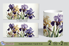 Irises mug Sublimation|flowers mug 11oz 15oz| Flora mug Product Image 2