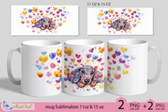 Dogs mug wrap Sublimation|mug 11oz 15oz|rainbow hearts mug Product Image 1