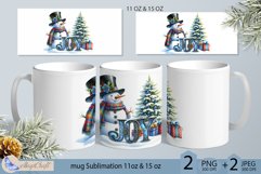 Christmas snowman JOY Mug| Design - Mug Wrap 11oz 15oz| JOY Product Image 2