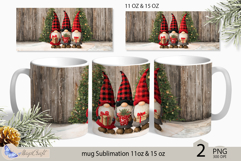 Gnomes Mug Christmas Sublimation| Design Mug Wrap 11oz 15oz Product Image 1
