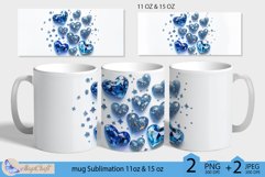 Valentines day mug Sublimation|blue hearts mug 11oz 15oz Product Image 1