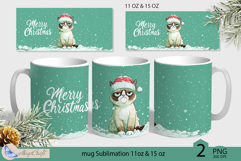 Grumpy cat mug wrap Sublimation|Merry Christmas cat mug wrap Product Image 1