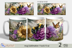 Sunflowers mug Sublimation|flowers mug 11oz 15oz| Flora| bee Product Image 1
