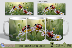 Ladybug Mug Wrap Sublimation|Mug Wrap 15 oz| flora Product Image 1