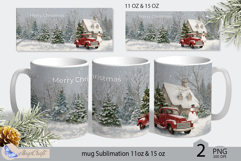 Mug Wrap Christmas house Sublimation|Mug Christmas red truck Product Image 1