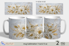 White roses mug Sublimation|flowers mug 11oz 15oz| Flora mug Product Image 1