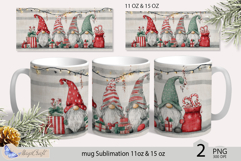 Gnomes Mug Christmas Sublimation| Design Mug Wrap 11oz 15oz Product Image 1
