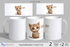 LOVE mug wrap Sublimation|mug 11oz 15oz| cute kitten decor Product Image 1
