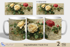 Roses mug Sublimation|flowers mug 11oz 15oz| Flora mug png Product Image 1