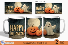 Happy Halloween Ghost Mug Wrap Sublimation|pumpkin|Ghost Product Image 1