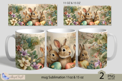 Happy Easter mug Sublimation| Easter mug 11oz 15oz| Bunny Product Image 1