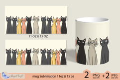 Black cats mug Sublimation| mug wrap 11oz 15oz| cats mug Product Image 1