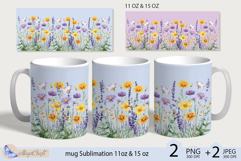 Wildflowers mug Sublimation|flowers mug 11oz 15oz| Flora mug Product Image 1