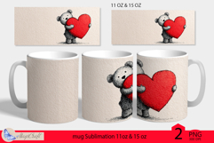 LOVE mug wrap Sublimation|teddy bear mug wrap|hearts decor Product Image 1