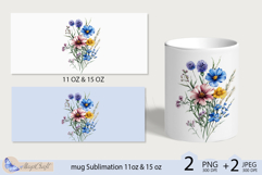 Mug wrap Sublimation|flowers mug 11oz 15oz| wildflowers mug Product Image 2