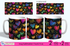 Valentines day mug Sublimation|hearts mug warp 11oz 15oz Product Image 1