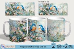 Mug wrap Sublimation|flowers mug 11oz 15oz|birds | spring Product Image 1