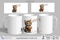 LOVE mug wrap Sublimation|mug 11oz 15oz| cute kitten decor Product Image 1