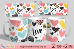Valentines day mug Sublimation|hearts mug 11oz 15oz| love Product Image 1