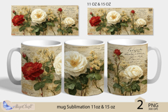 Roses mug Sublimation|flowers mug 11oz 15oz| Flora mug png Product Image 1