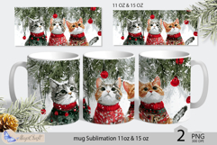Cute cats mug wrap Sublimation| Christmas cats mug wrap Product Image 1