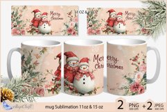 Merry Christmas two snowman Mug| Design - Mug Wrap 11oz 15oz Product Image 1