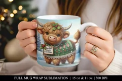 11 & 15 oz Baby Highland Cow Mug Wrap Sublimation Design Product Image 2