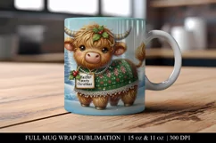 11 & 15 oz Baby Highland Cow Mug Wrap Sublimation Design Product Image 1