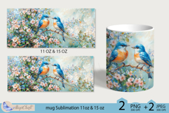 Mug wrap Sublimation|flowers mug 11oz 15oz|birds | spring Product Image 2