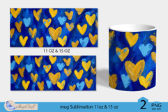 Valentines day mug wrap|blue gold hearts mug 11oz 15oz wrap Product Image 2