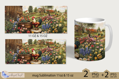 Farmhouse mug wrap Sublimation|flowers mug 11oz 15oz| Flora Product Image 2
