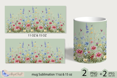 Mug wrap Sublimation|flowers mug 11oz 15oz| wildflowers mug Product Image 2