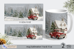 Mug Wrap Christmas house Sublimation|Mug Christmas red truck Product Image 2