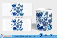 Valentines day mug Sublimation|blue hearts mug 11oz 15oz Product Image 2