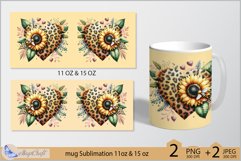 Valentines day mug Sublimation|leopard heart mug 11oz 15oz Product Image 2