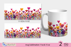 Valentines day mug Sublimation|hearts mug warp 11oz 15oz Product Image 2