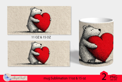 LOVE mug wrap Sublimation|teddy bear mug wrap|hearts decor Product Image 1