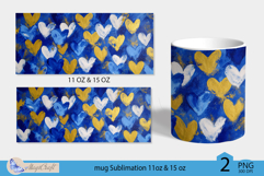 Valentines day mug wrap|blue gold hearts mug 11oz 15oz wrap Product Image 2