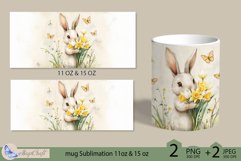 Cute bunny mug Sublimation| mug wrap 11 15oz| spring flowers Product Image 2