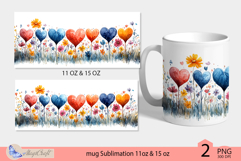Valentines day mug Sublimation|hearts mug warp 11oz 15oz Product Image 2