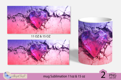 Valentines day mug Sublimation|pink crystals heart mug wrap Product Image 2