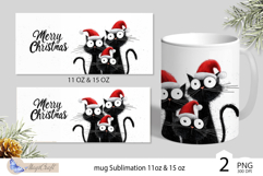 Cate black cats mug wrap Sublimation| Christmas cat mug wrap Product Image 2