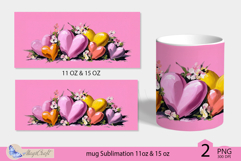 Valentines day mug Sublimation|pink hearts mug warp 11 15oz Product Image 2